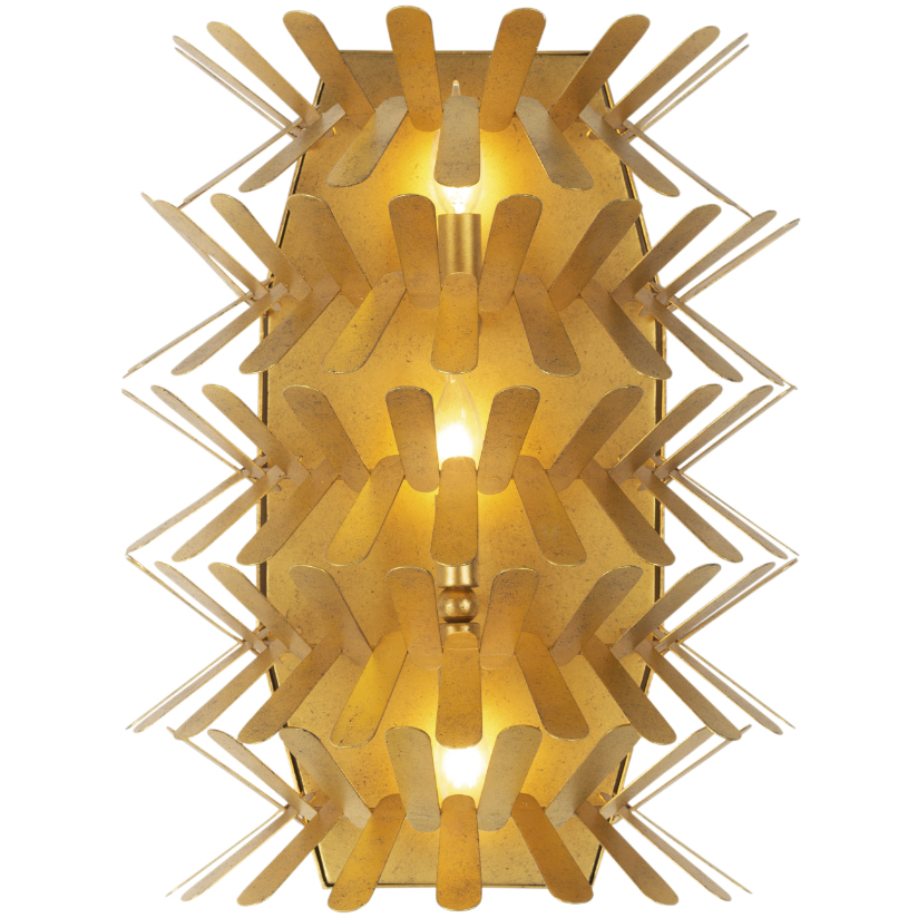 Spur 3 Light 15.75 inch Oxidized Gold Leaf Wall Sconce Wall Light