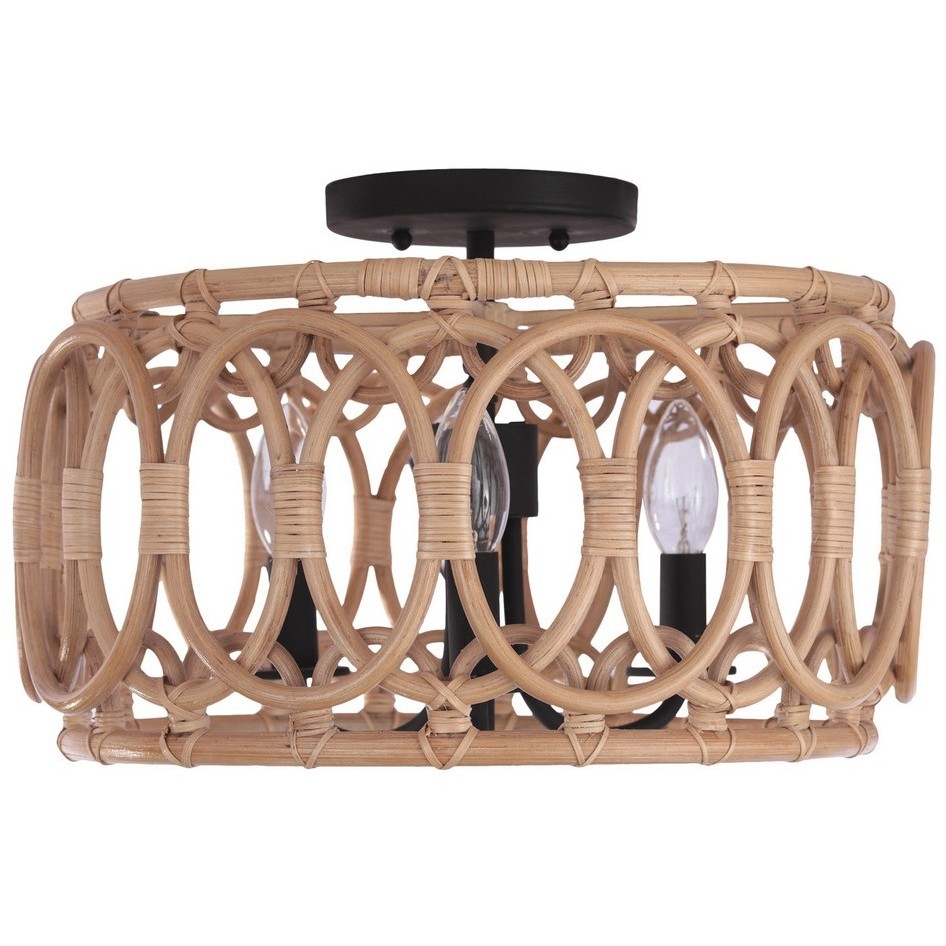 Tablas 3 Light 16 inch Matte Black Semi Flush Mount Ceiling Light