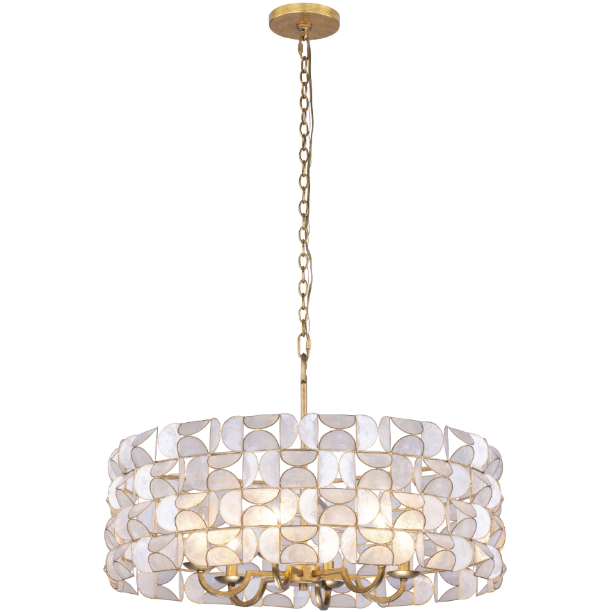 Crescent 6 Light 28 inch Oxidized Gold Leaf Pendant Ceiling Light
