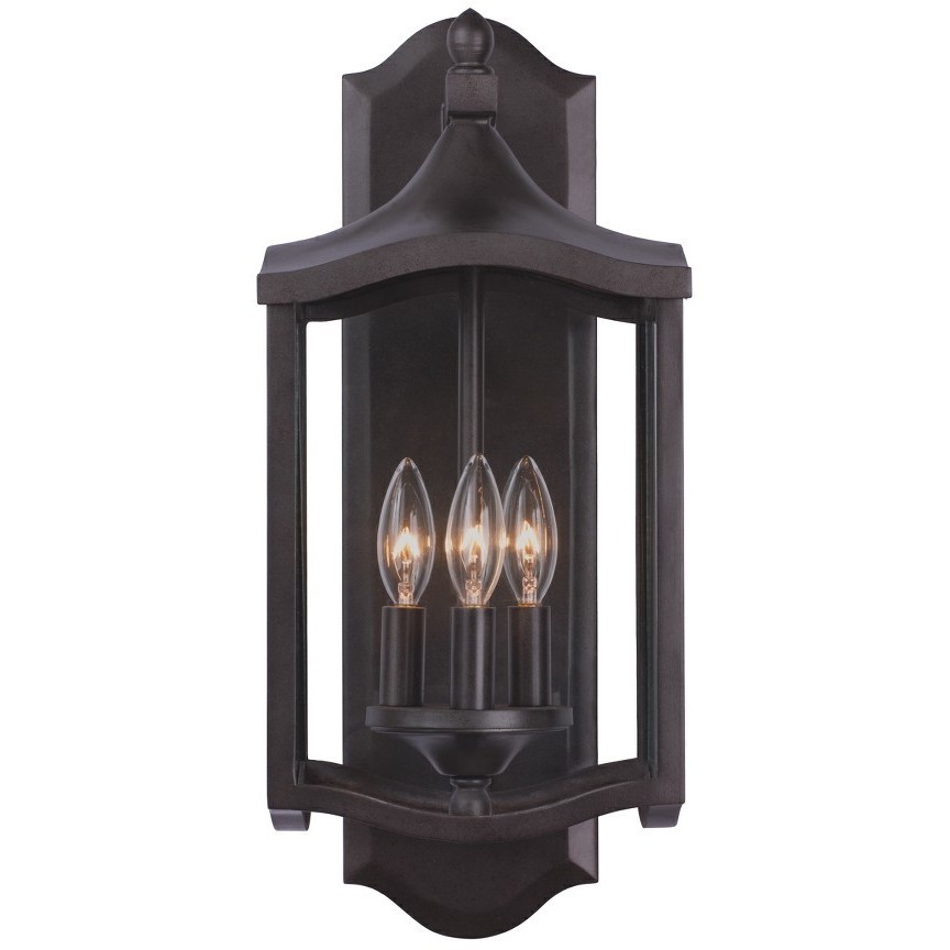 Lakewood Outdoor 3 Light 9 inch Aged Iron Wall Sconce Wall Light