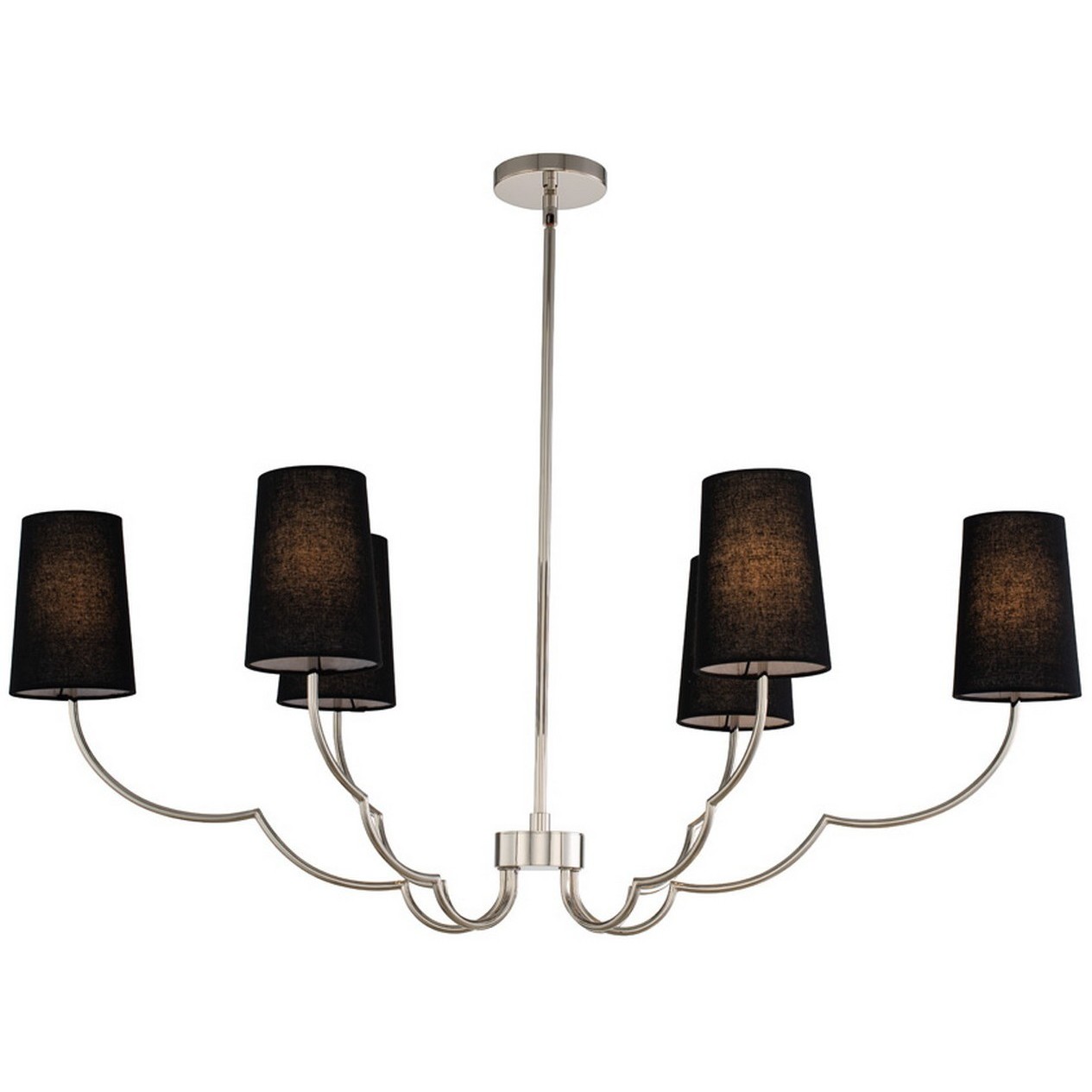 Sophia Island Linear Ceiling Light in Polished Nickel, Black